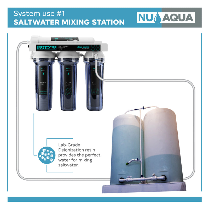 NU Aqua Reef Series 4 Stage 75GPD RODI Reverse Osmosis System - system used for salt water mixing station