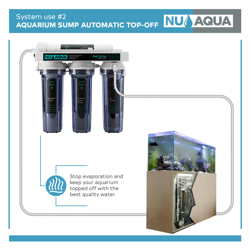 NU Aqua Reef Series 4 Stage 75GPD RODI Reverse Osmosis System - system used aquarium sump automatic water top off