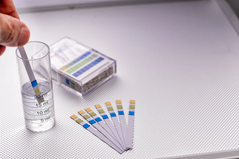a photo of a pH paper testing water acidity