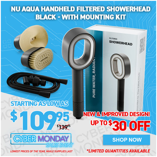 NU Aqua Handheld Filtered Showerhead - Black - With Mounting Kit