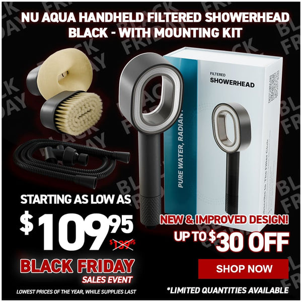 NU Aqua Handheld Filtered Showerhead - Black - With Mounting Kit