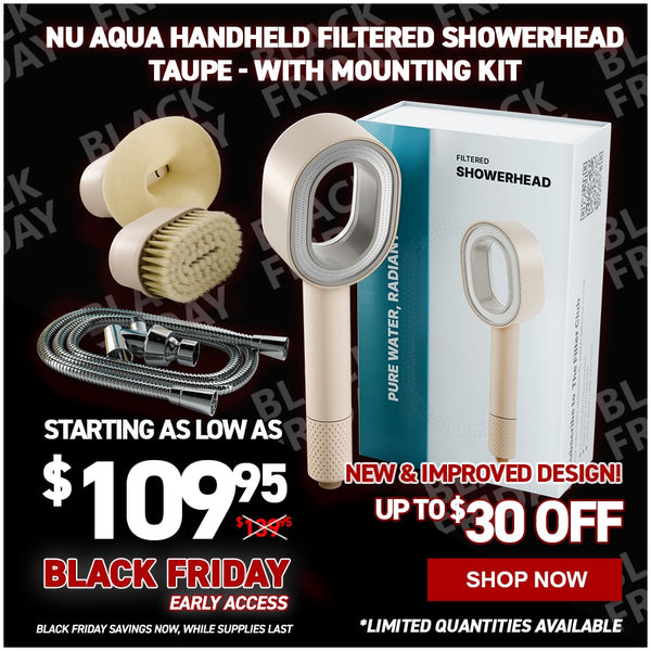 NU Aqua Handheld Filtered Showerhead - Taupe - With Mounting Kit