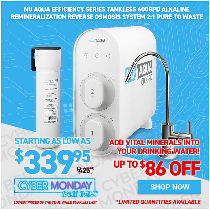 NU Aqua Efficiency Series Tankless 600GPD Alkaline Remineralization Reverse Osmosis System 2:1 Pure To Waste