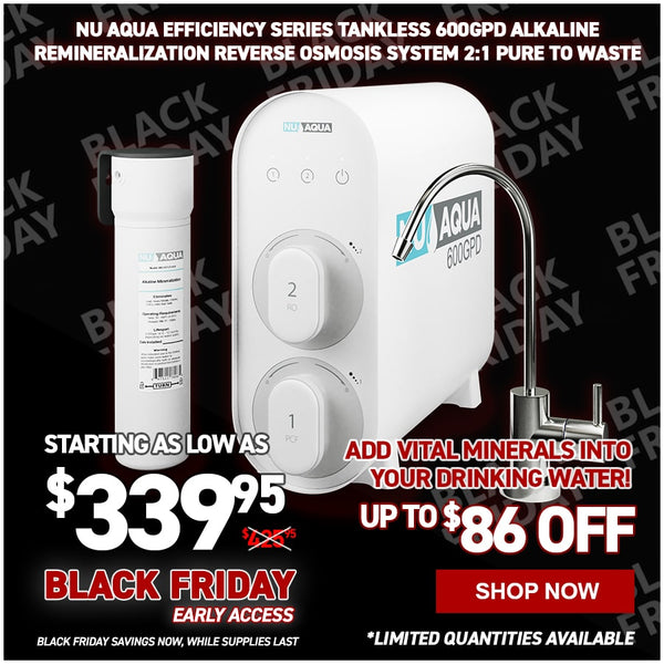 NU Aqua Efficiency Series Tankless 600GPD Alkaline Remineralization Reverse Osmosis System 2:1 Pure To Waste