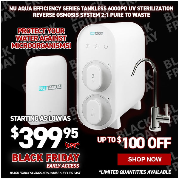 NU Aqua Efficiency Series Tankless 600GPD UV Sterilization Reverse Osmosis System 2:1 Pure To Waste