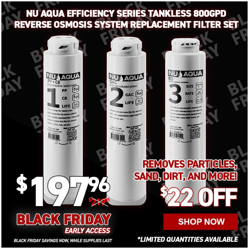 NU Aqua Efficiency Series Tankless 800GPD Reverse Osmosis System Replacement Filter Set