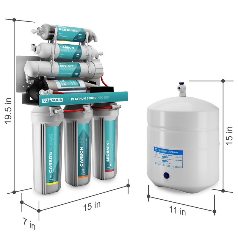 NU Aqua RO System 6 Stage With Pump Alkaline Dimensions