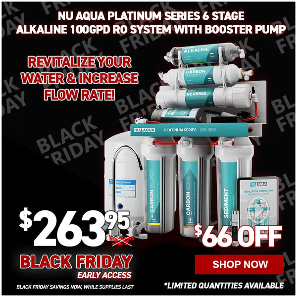 NU Aqua Platinum Series 6 Stage Alkaline 100GPD RO System with Booster Pump