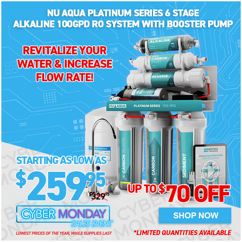 NU Aqua Platinum Series 6 Stage Alkaline 100GPD RO System with Booster Pump