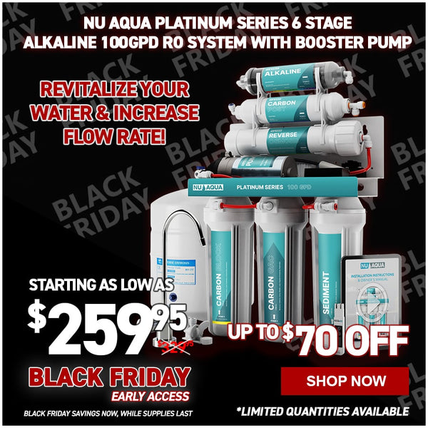 NU Aqua Platinum Series 6 Stage Alkaline 100GPD RO System with Booster Pump