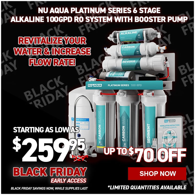 NU Aqua Platinum Series 6 Stage Alkaline 100GPD RO System with Booster Pump
