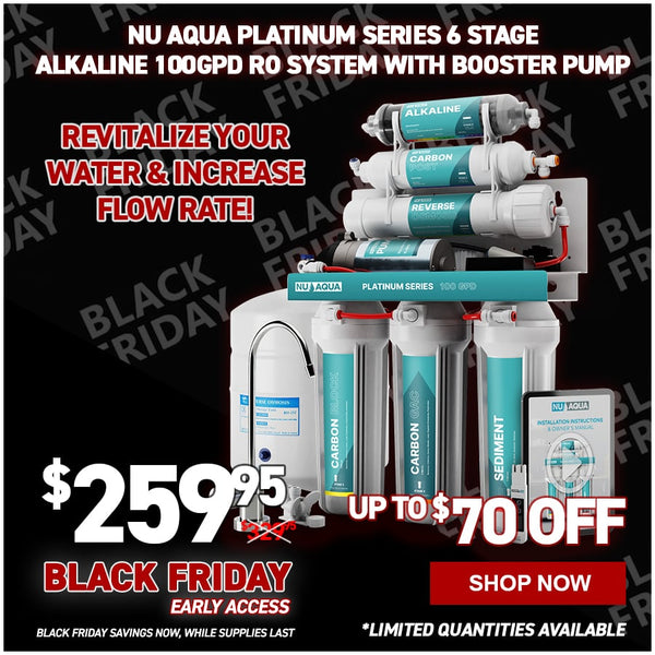 NU Aqua Platinum Series 6 Stage Alkaline 100GPD RO System with Booster Pump