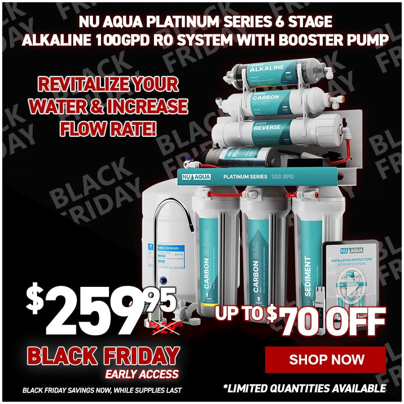 NU Aqua Platinum Series 6 Stage Alkaline 100GPD RO System with Booster Pump