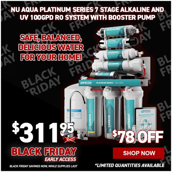 NU Aqua Platinum Series 7 Stage Alkaline and UV Ultraviolet 100GPD RO System with Booster Pump