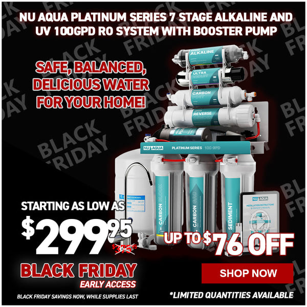 NU Aqua Platinum Series 7 Stage Alkaline and UV Ultraviolet 100GPD RO System with Booster Pump