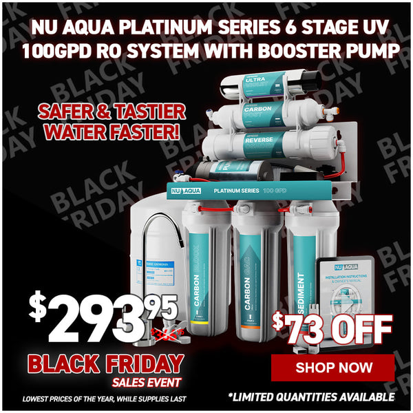 NU Aqua Platinum Series 6 Stage UV Ultraviolet 100GPD RO System with Booster Pump