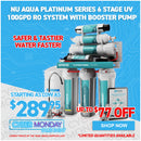 NU Aqua Platinum Series 6 Stage UV Ultraviolet 100GPD RO System with Booster Pump