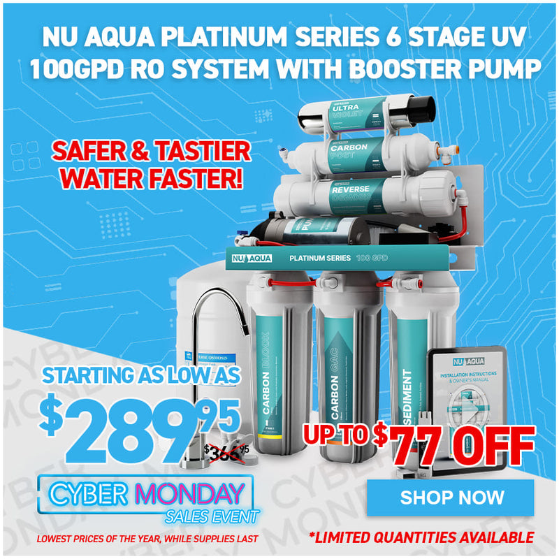 NU Aqua Platinum Series 6 Stage UV Ultraviolet 100GPD RO System with Booster Pump