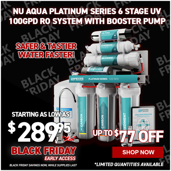 NU Aqua Platinum Series 6 Stage UV Ultraviolet 100GPD RO System with Booster Pump