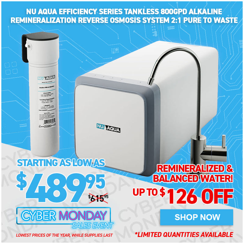 NU Aqua Efficiency Series Tankless 800GPD Alkaline Remineralization Reverse Osmosis System 2:1 Pure To Waste