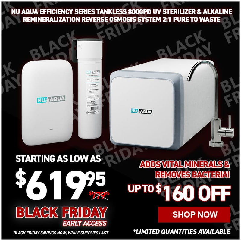 NU Aqua Efficiency Series Tankless 800GPD UV Sterilizer & Alkaline Remineralization Reverse Osmosis System 2:1 Pure To Waste