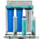 Whole Home Water Purifier NU Aqua 3 Stage Heavy Metal + UV Whole House Water Filtration System - front of system