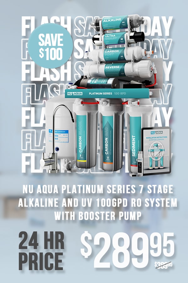 NU Aqua Platinum Series 7 Stage Alkaline and UV Ultraviolet 100GPD RO System with Booster Pump