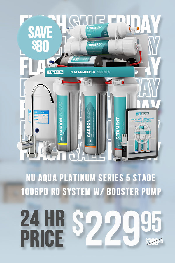 NU Aqua Platinum Series 5 Stage 100GPD RO System with Booster Pump