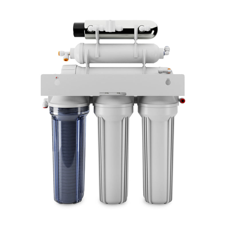 Reverse Osmosis Water Filter NU Aqua Platinum Series 6 Stage UV Ultraviolet 100GPD RO System - back of system