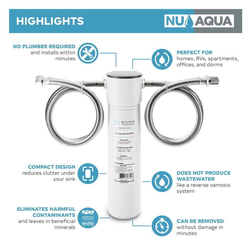 NU Aqua Undersink 3/8" Quick Change 1 Stage Filtration System - benefits diagram