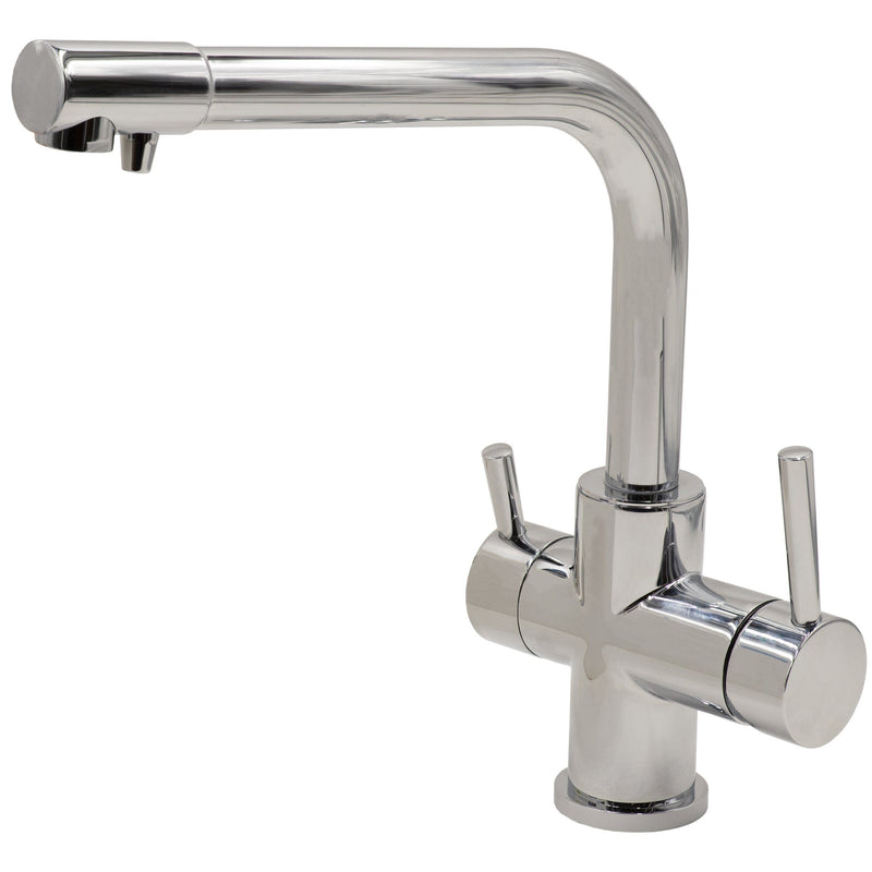 Reverse Osmosis Faucet NU Aqua 3 in 1 Kitchen Faucet Hot/Cold/RO Chrome Designer Single Headed Faucet - side view close up