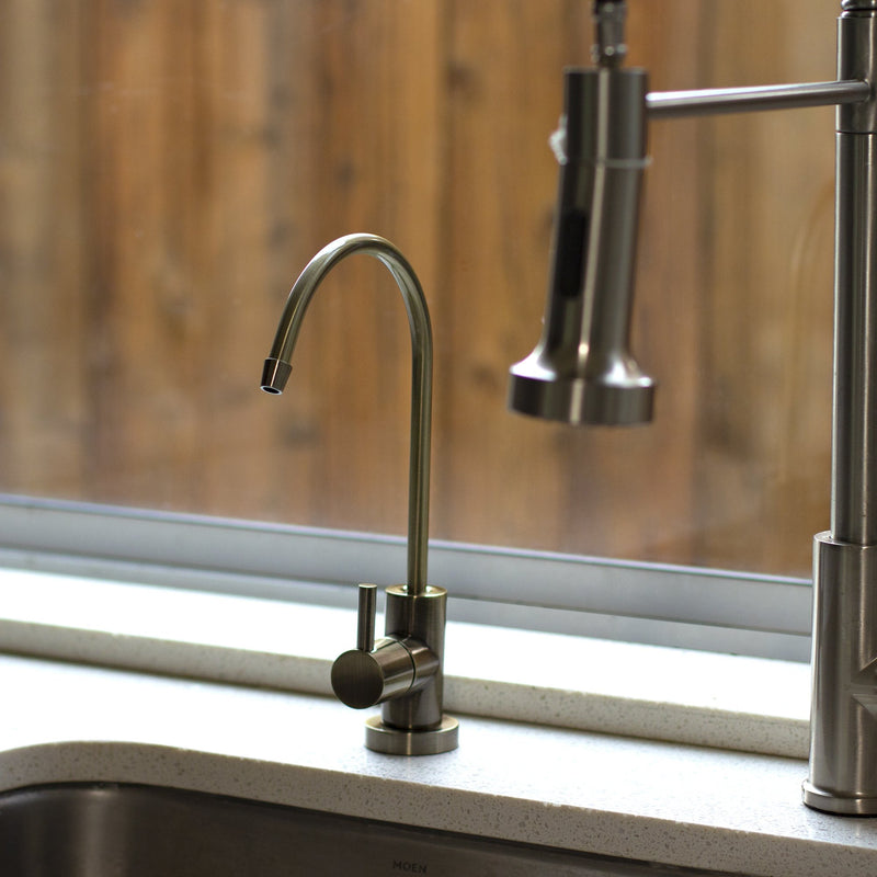 NU Aqua Antique Brass Designer Reverse Osmosis Faucet - installed on countertop