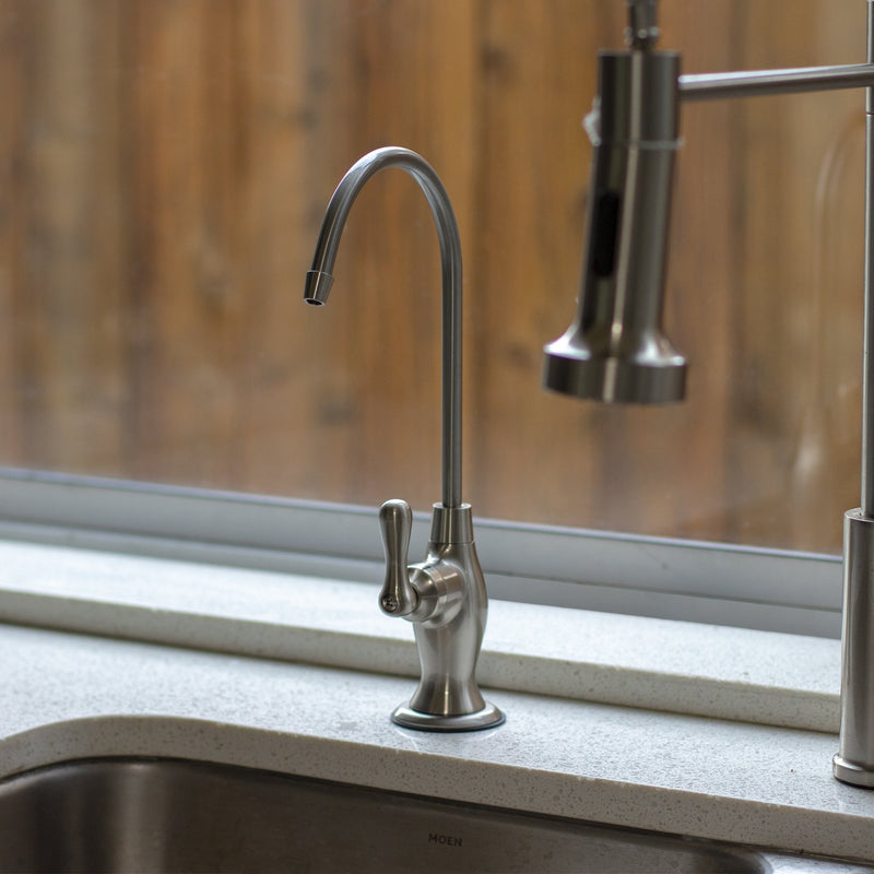 NU Aqua Brushed Nickel Classic Reverse Osmosis Faucet - installed on countertop