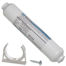 NU Aqua 1/4" Inline Quick Connect Refrigerator Filter - system close up with clip and screw